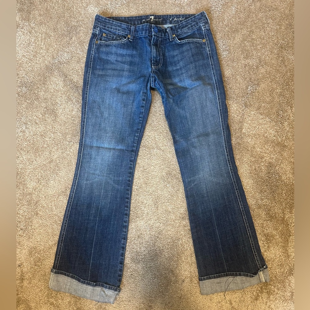 7 For All Mankind Dark Blue Flare Jeans - Picture 2 of 15
